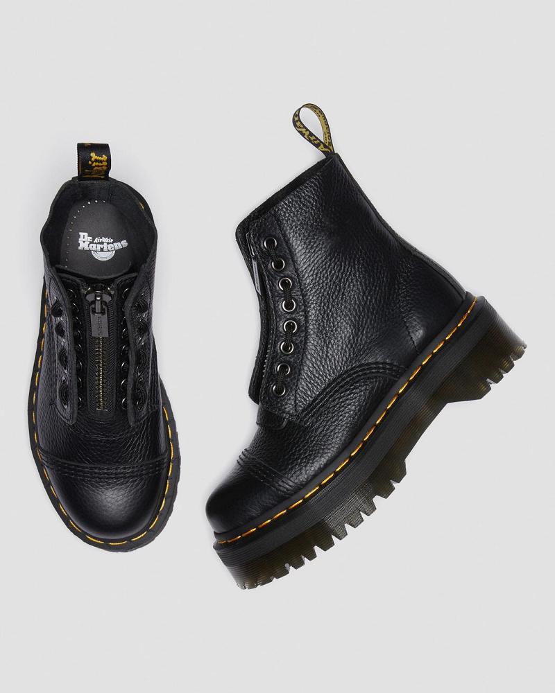 Dr Martens Sinclair Milled Nappa Leren Platform Laarzen Dames Zwart | NL 523PJJ